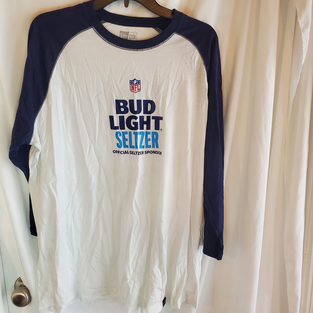 NFL Bud Light Seltzer New Era‎ Mens XL Raglan Baseball T-Shirt